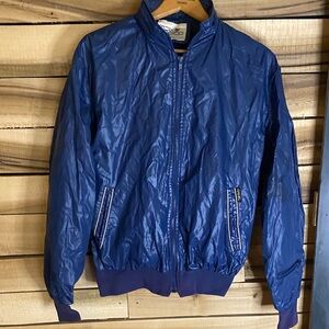 Vintage 70s Fox Knapp Blue windbreaker Jacket size large hooded